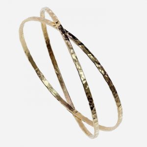 Double Gold Hammered Bangle