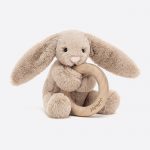 Bashful Beige Bunny Wooden Ring Toy