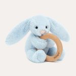 Bashful Blue Bunny Wooden Ring Toy