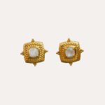 Gold & Moonstone Decorative Stud Earrings