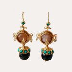 Black Ottoman Ball Drop Earrings