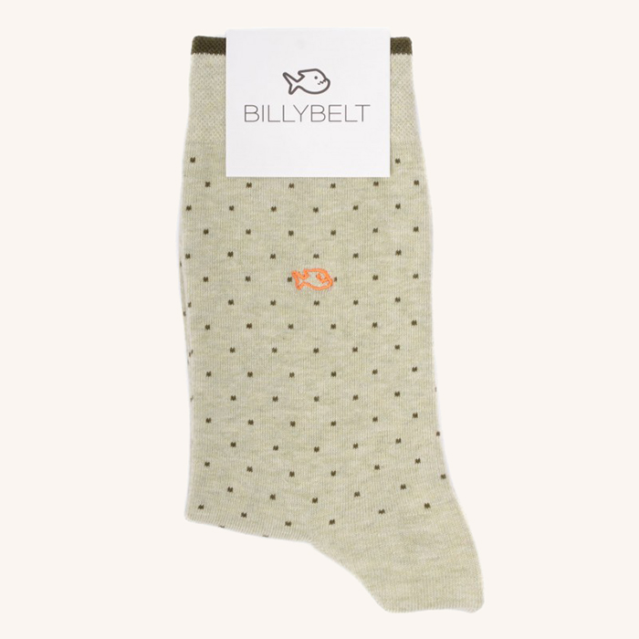 Square Cotton Socks Olive Green