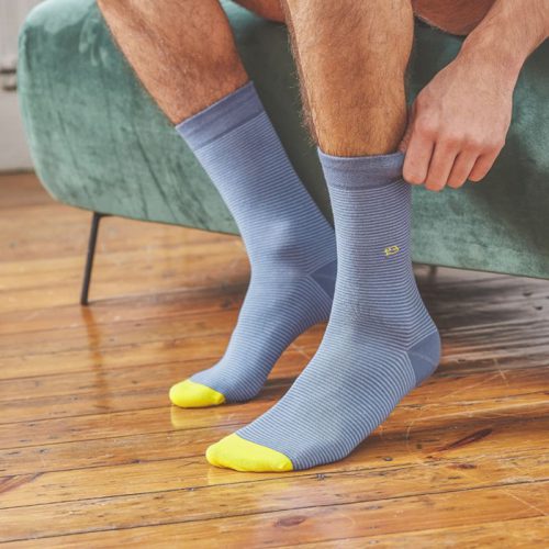 Stripe Cotton Socks Blue Jean - Image 4