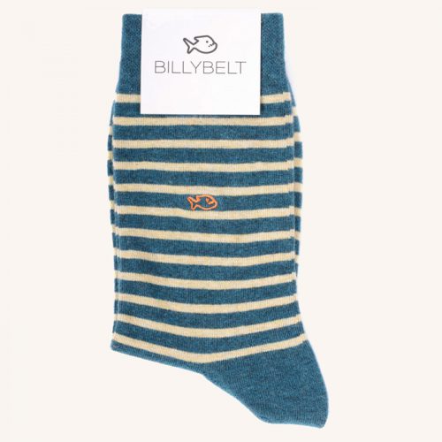 Stripe Cotton Socks Peacock and Sand