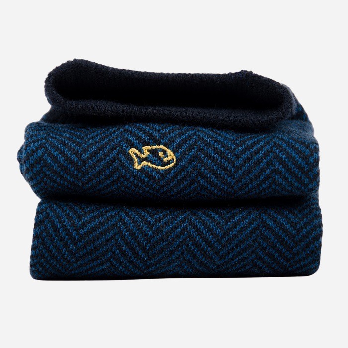 Herringbone Cotton Socks Duck Blue - Image 2