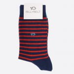 Wide Stripe Cotton Socks Navy/Red