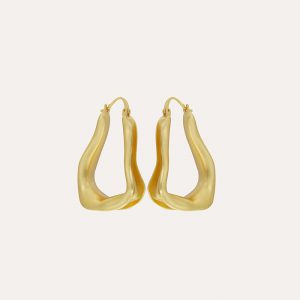 Fluid Trinity Hoop Earrings Gold