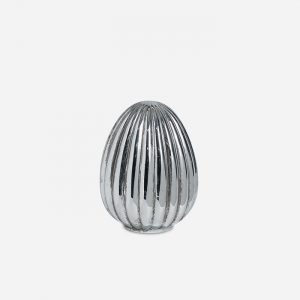 Silver Ceramic Ribbed Egg