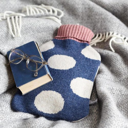 Lambswool Big Spots Hot Water Bottle Denim - Image 2