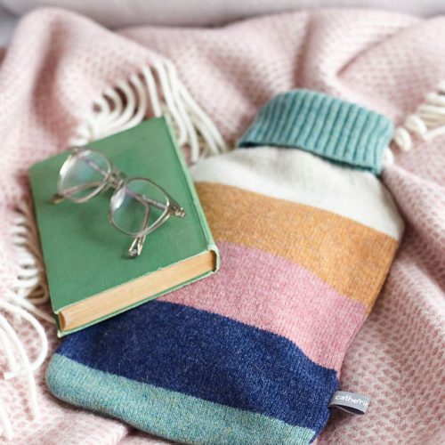 Lambswool Block Hot Water Bottle Soft Green - Image 2