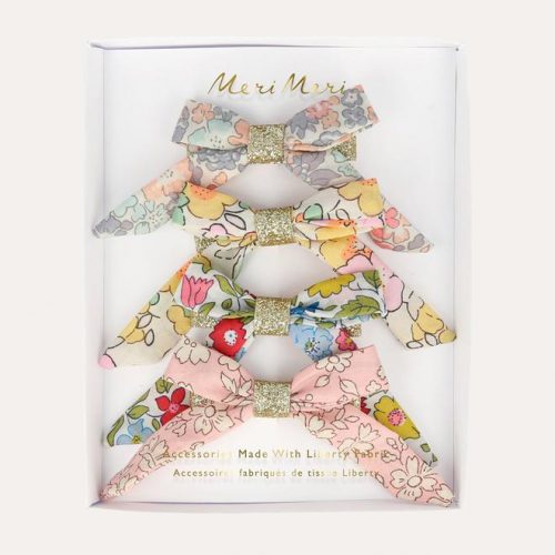 Floral Liberty Bow Hair Clips Set