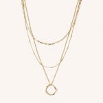 Open Circle Three Row Necklace Gold