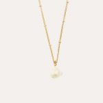 Pearl Drop Satellite Chain Necklace Gold