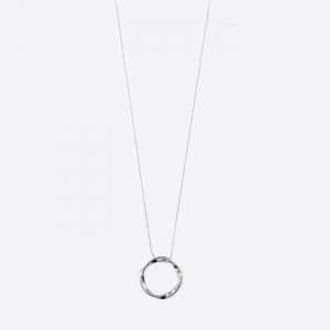 Organic Open Circle Mid Length Necklace Silver
