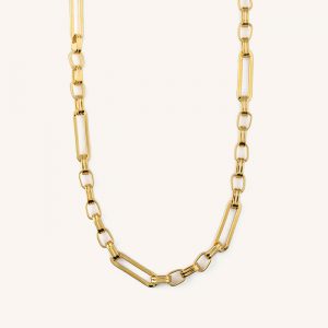 Long Link Linear Chain Necklace Gold