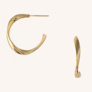 Organic Open Circle Hoop Earrings Gold
