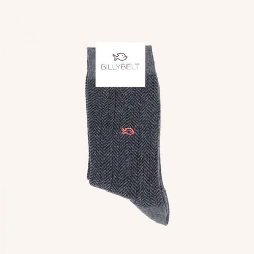 Herringbone Cotton Socks Charcoal