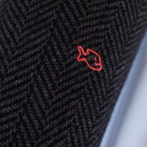 Herringbone Cotton Socks Charcoal - Image 2