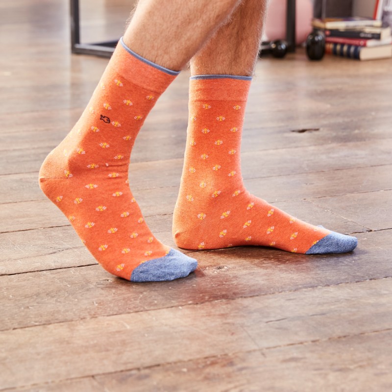 Patterned Cotton Socks Orange Peacock - Image 4