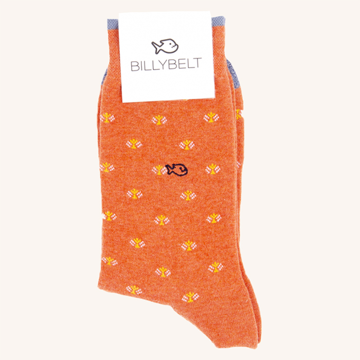 Patterned Cotton Socks Orange Peacock