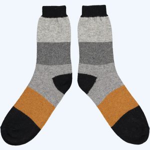 Lambswool Block Ankle Socks Grey