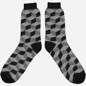Lambswool Cube Ankle Socks Grey
