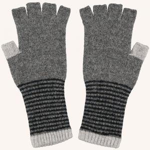 Lambswool Fingerless Gloves Grey/Black