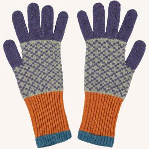 Lambswool Gloves Cross Rust/Purple