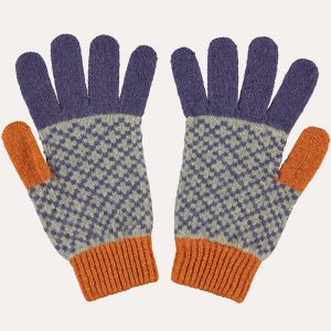 Lambswool Gloves Cross Rust/Purple
