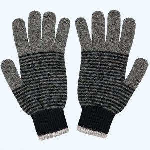 Lambswool Gloves Stripe Grey/Black