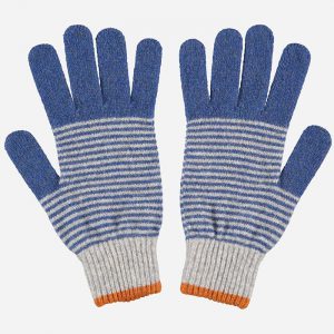 Lambswool Gloves Stripe Smoke/Blue