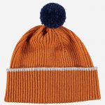 Pom Pom Beanie Hat Rust/Grey