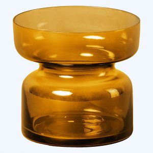 Amber Glass Candle Holder