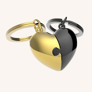 Metalmorphose Two Piece Grey and Gold Heart Puzzle Keyring