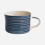 Handmade Mug Blue Sgraffito Stripe