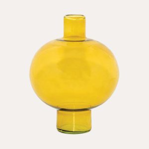 Round Recycled Glass Vase Amber Green