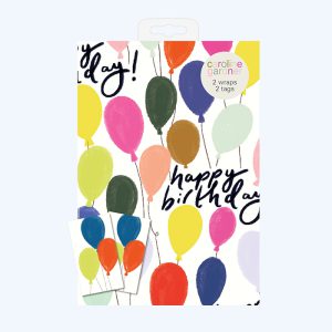 Happy Birthday Balloons Gift Wrap & Tags Set