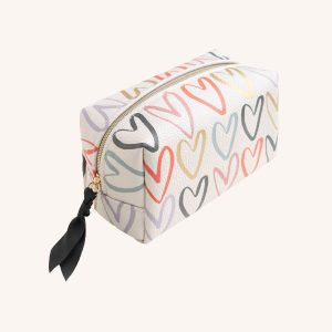 Multi Outline Hearts Foil Cube Cosmetic Bag