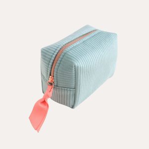 Pale Blue Cord Mini Cube Cosmetic Bag