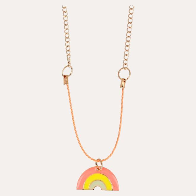 Gold Stainless Steel Rainbow Crystals Necklace | Lisa Angel