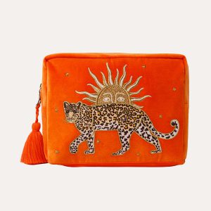 Leopard Popsicle Velvet Wash Bag Orange