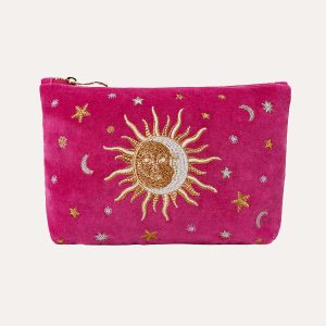 Sun & Moon Festival Velvet Make Up Bag Fuchsia