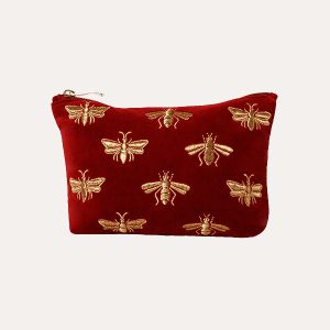 Honey Bee Velvet Make Up Bag Rouge