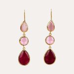 Triple Drop Pink Ombre Stone  Earrings
