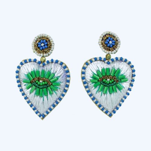 Eye Love You Heart Earrings White