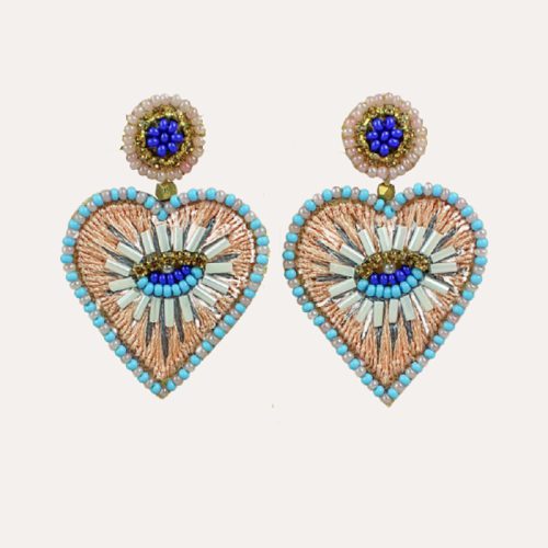 Eye Love You Heart Earrings Pale Pink