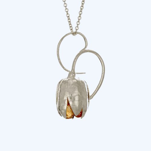 Silver Fritillary Flower Necklace
