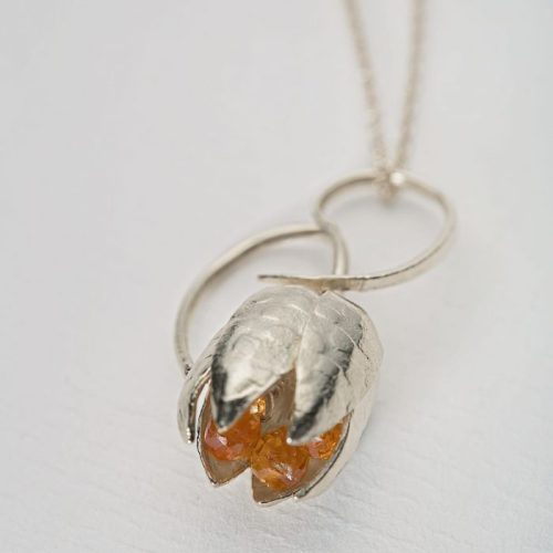 Silver Fritillary Flower Necklace - Image 2