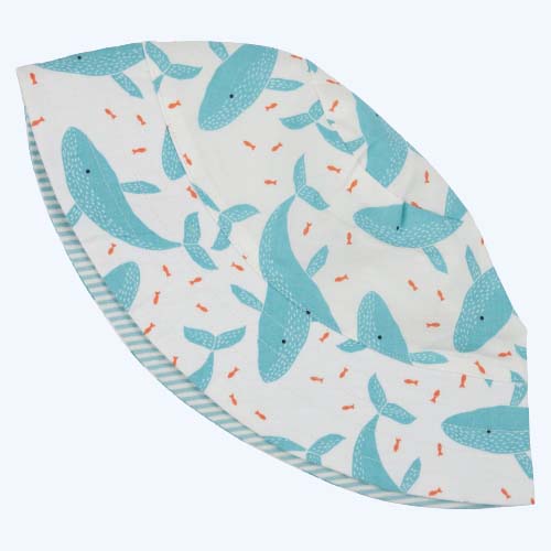 Reversible Sun Hat Whales- Turquoise