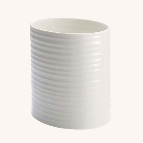Large Oval Utensil Jar White - Image 2